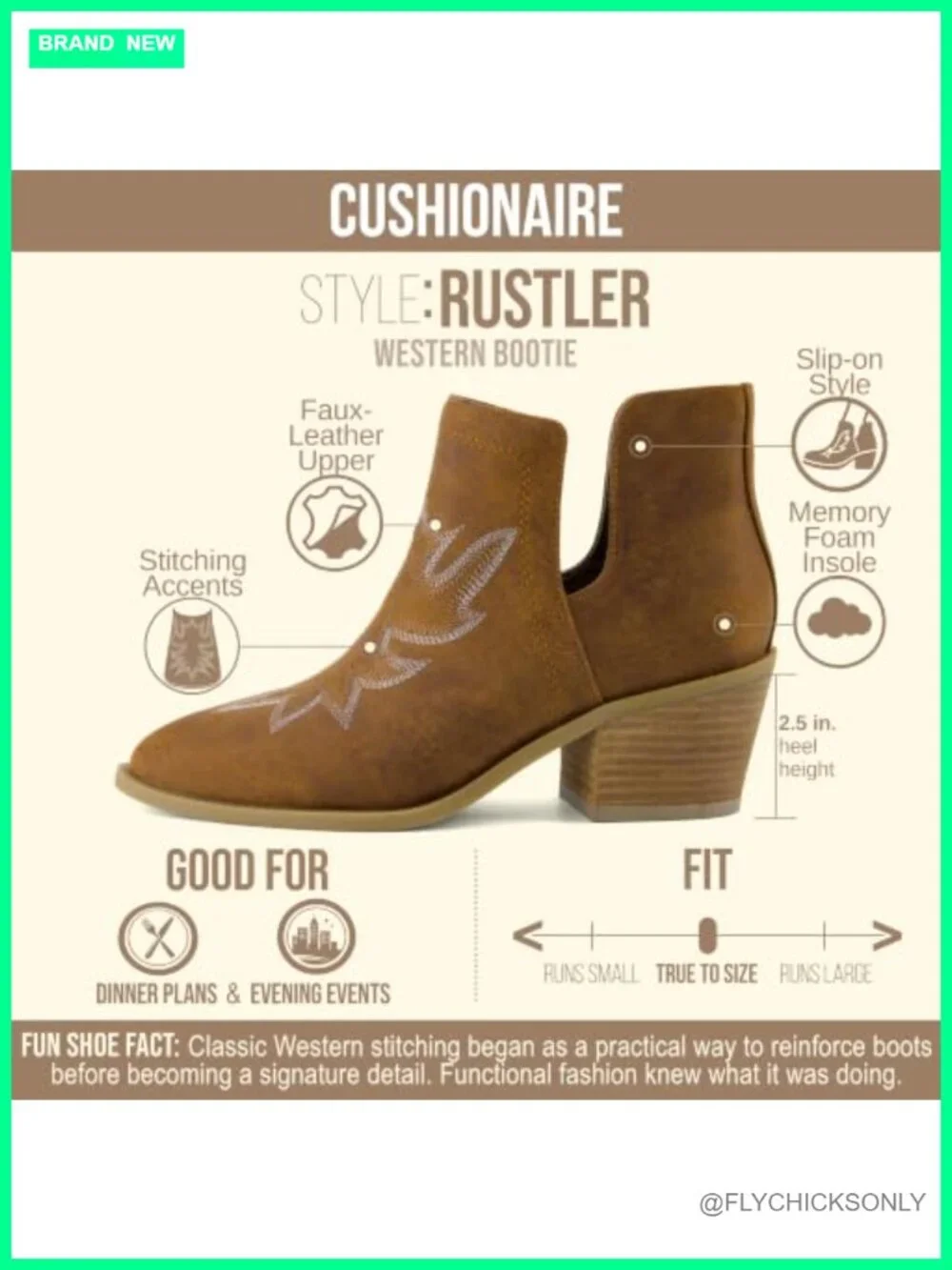 Cushionaire Rustler Wide Width Western Bootie Memory Foam Ankle Boot